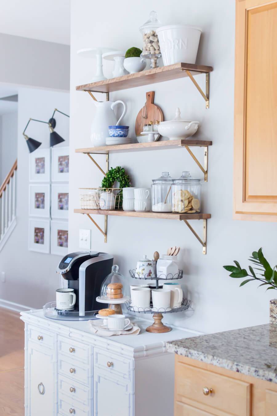 open kitchen shelving