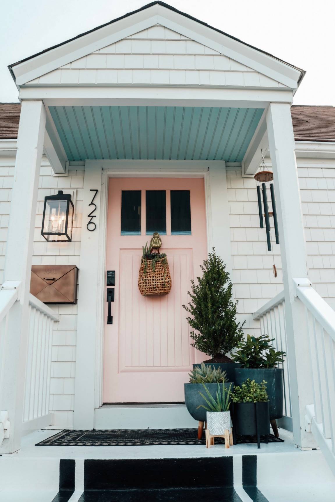 front porch decorated for spring