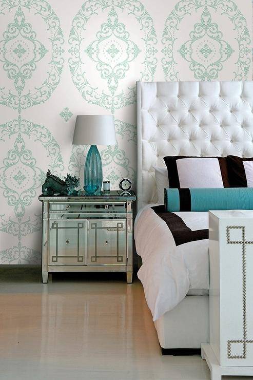 Teal black deals and white bedroom