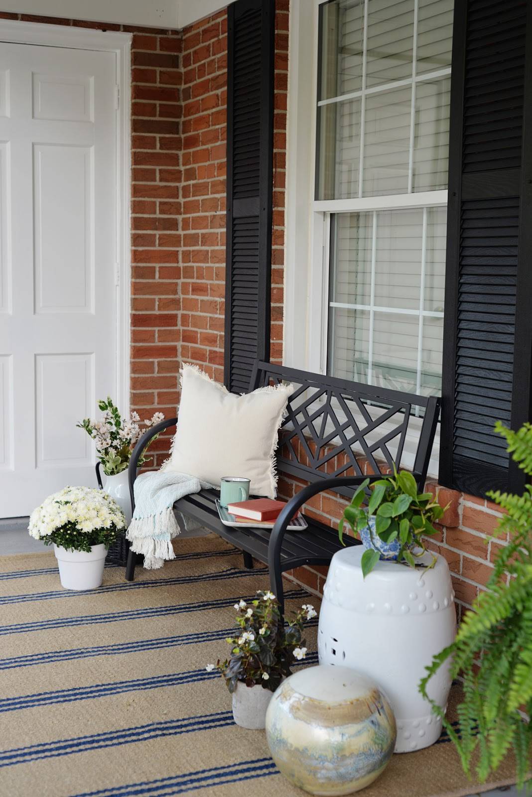 front porch decorated for spring