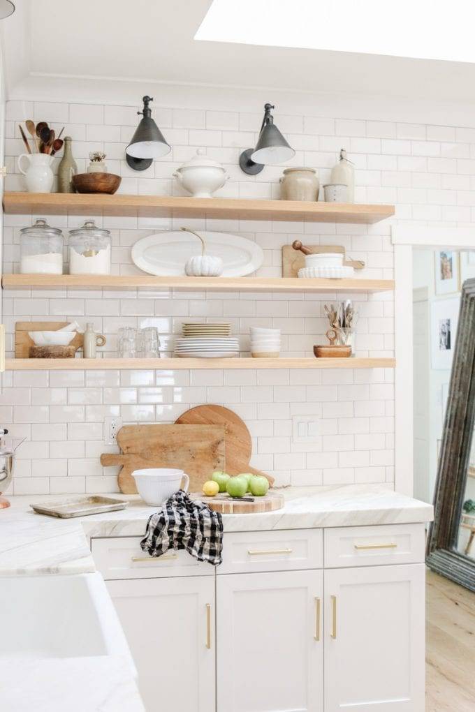 open kitchen shelving