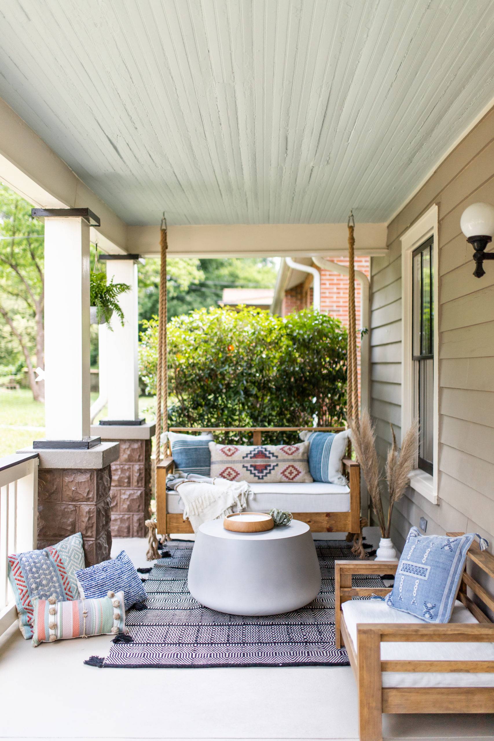 front porch decorated for spring