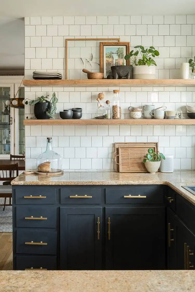 open kitchen shelving