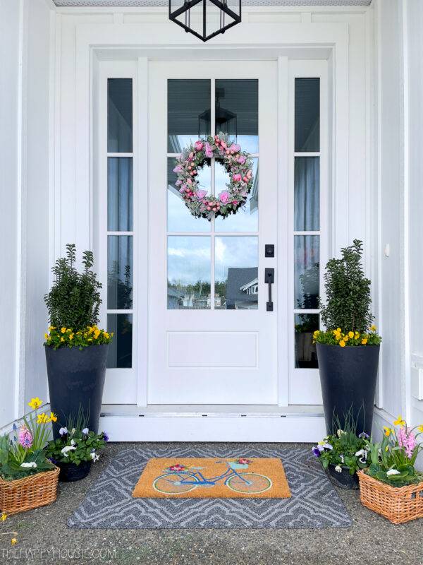 front porch decorated for spring