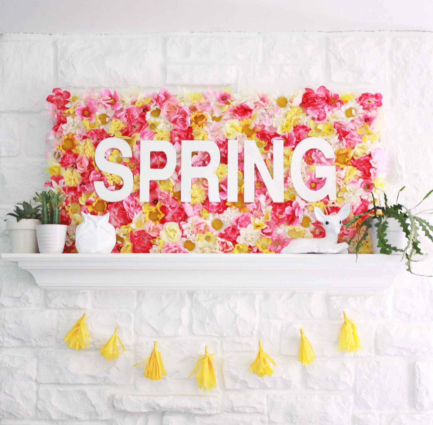 spring sign over mantel