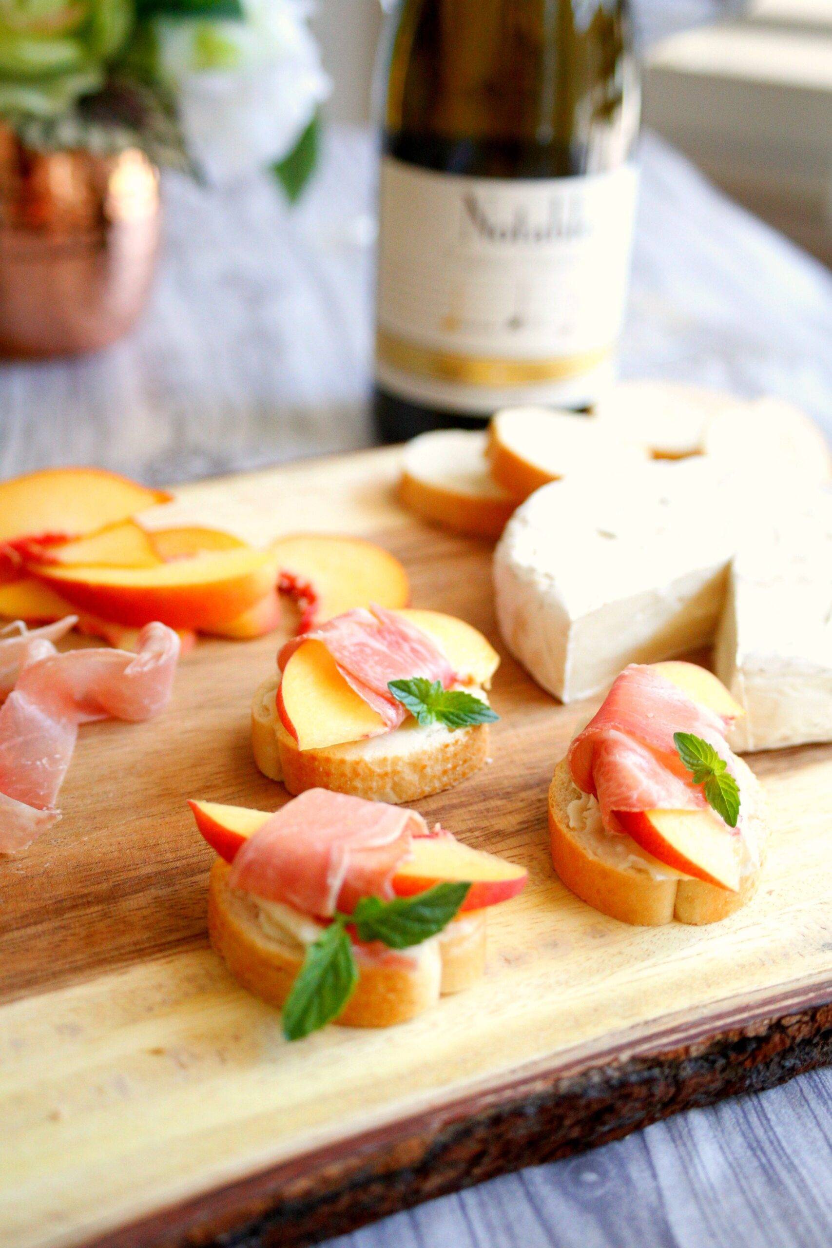 peach and brie bites