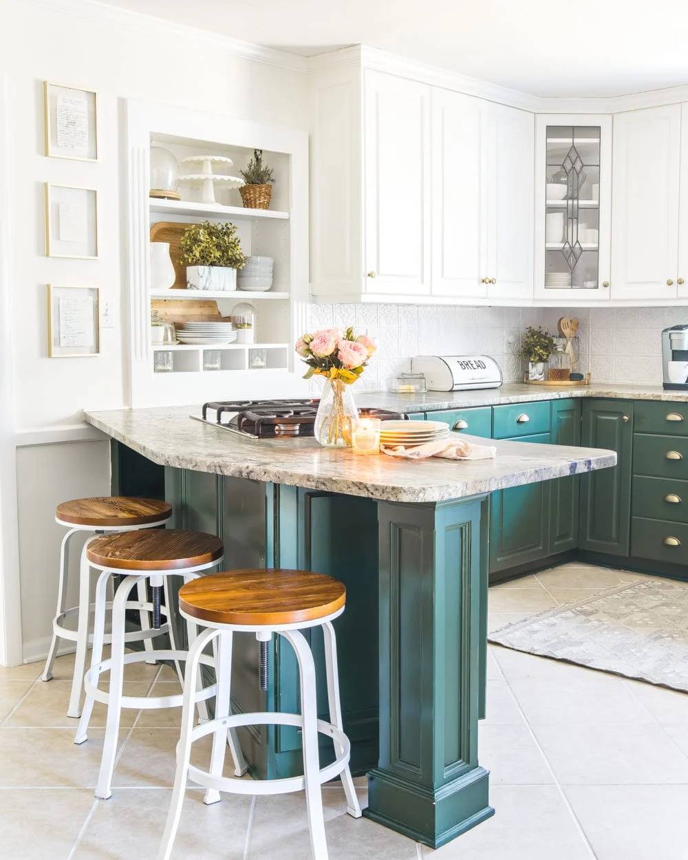 kitchen decorated for spring