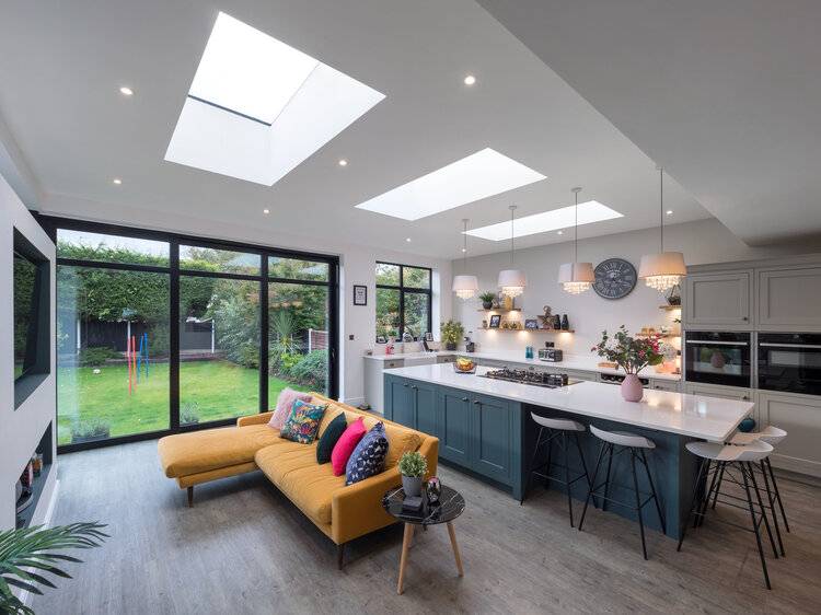 open plan living room and kitchen