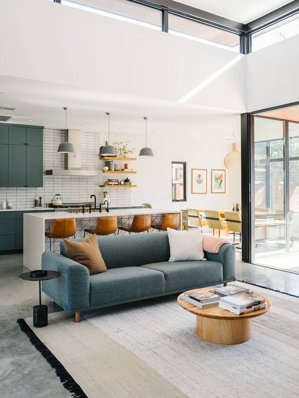 open plan living room and kitchen