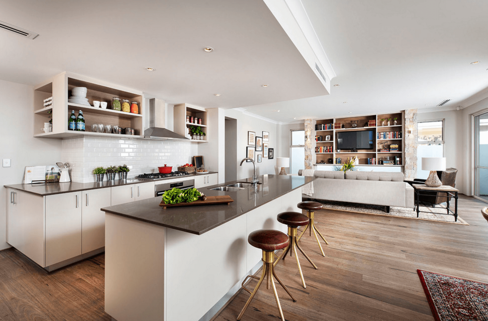 open plan living room and kitchen