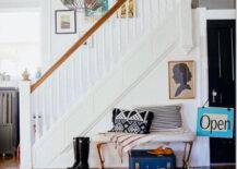 foyer-staircase-white-walls-gray-ceiling-red-vintage-rug-boho-decor-57988-217x155