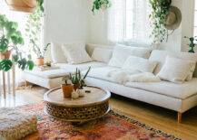 A light-filled Boho living room