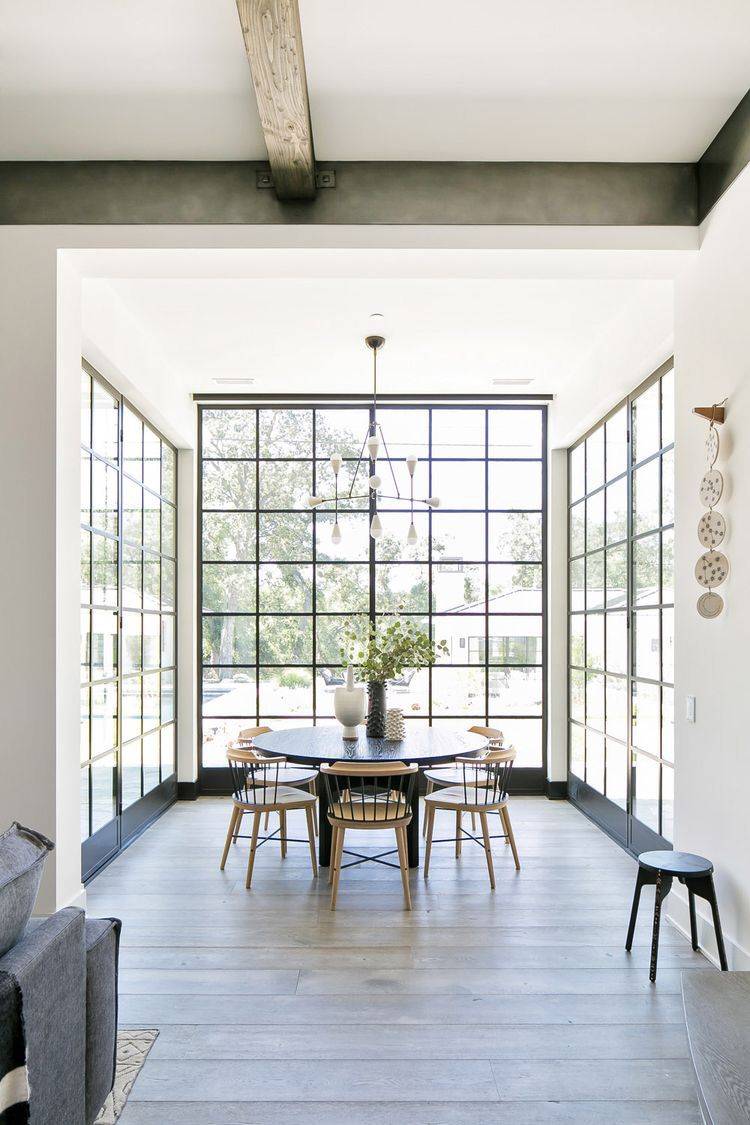 Light shining into a beautiful dining area. 