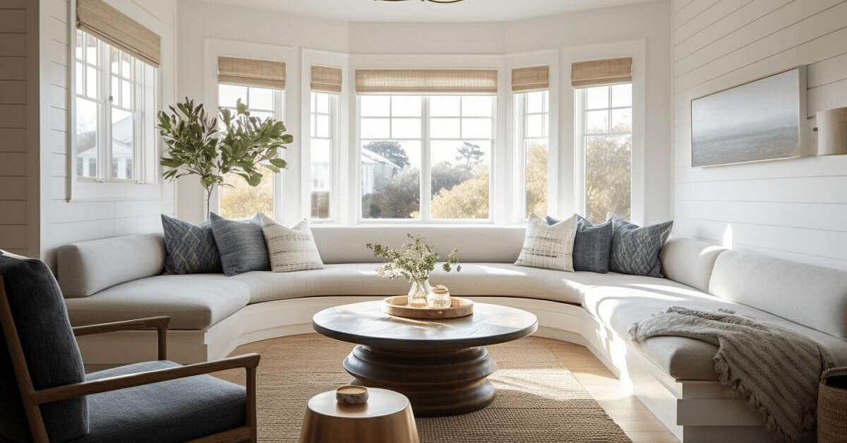 Interior living room of a Cape Cod styled house.