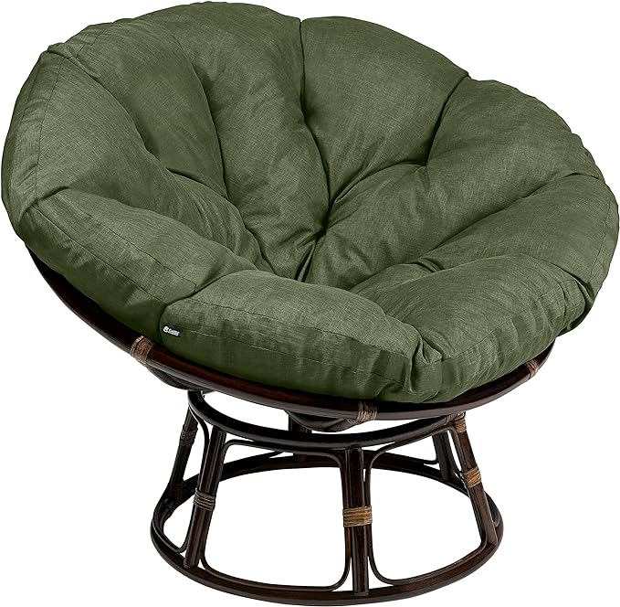 green papasan chair with black bamboo base
