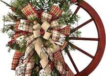 wagon wheel christmas wreath ribbon