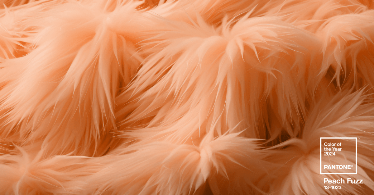 A closeup of fuzzy fibers that are in Peach Fuzz 13-1023 color.
