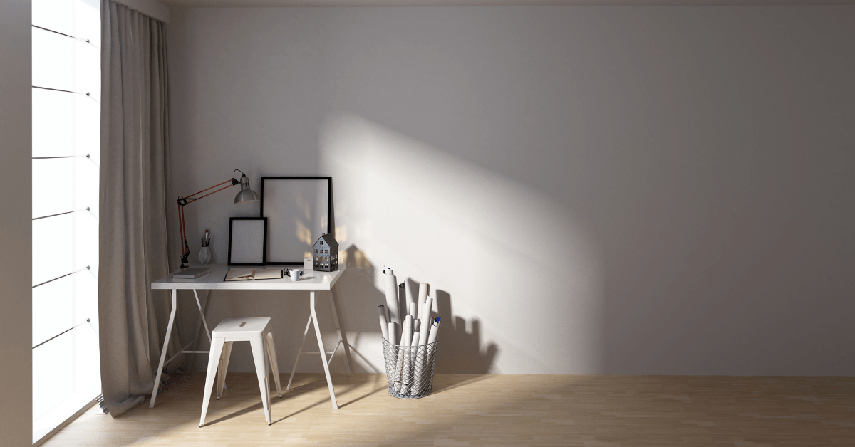 Simple white small corner desk.