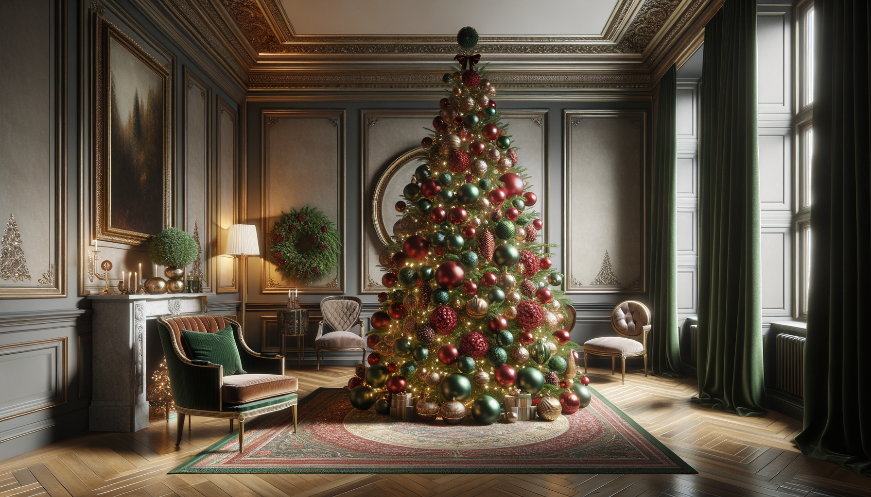 Living room with a vintage-colored ornaments.