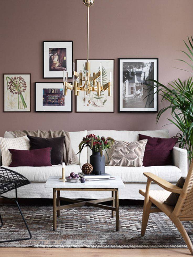 burgundy and plum living room