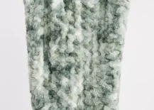 luxe faux fur throw blanket product photo in moss color