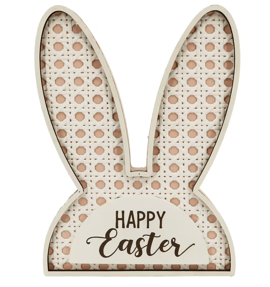 bunny ears table top sign with wicker backdrop