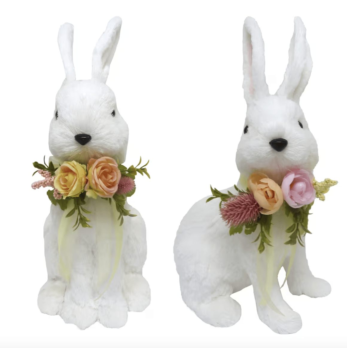white sisal bunnies with florals