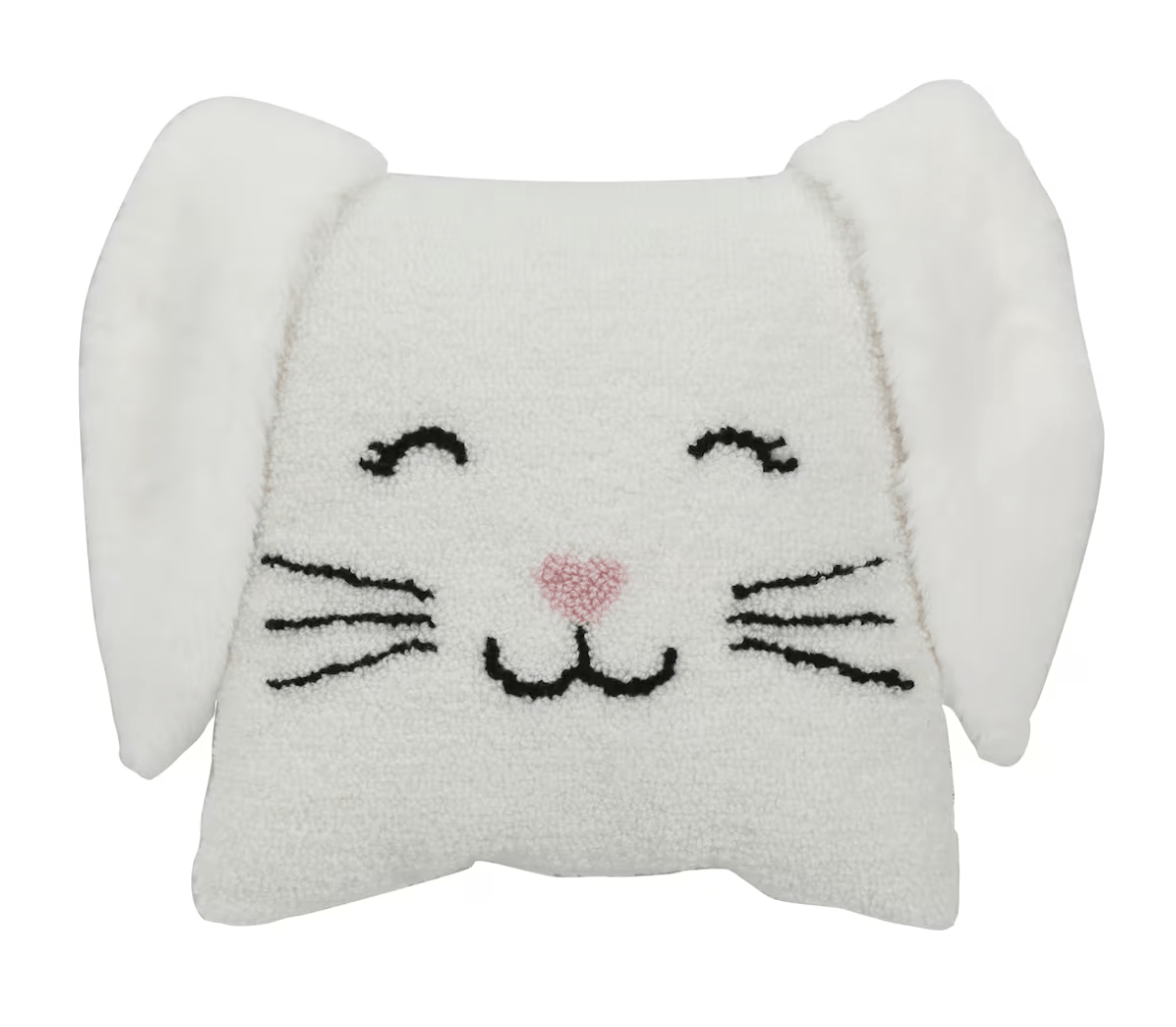 white bunny accent pillow fuzzy easter