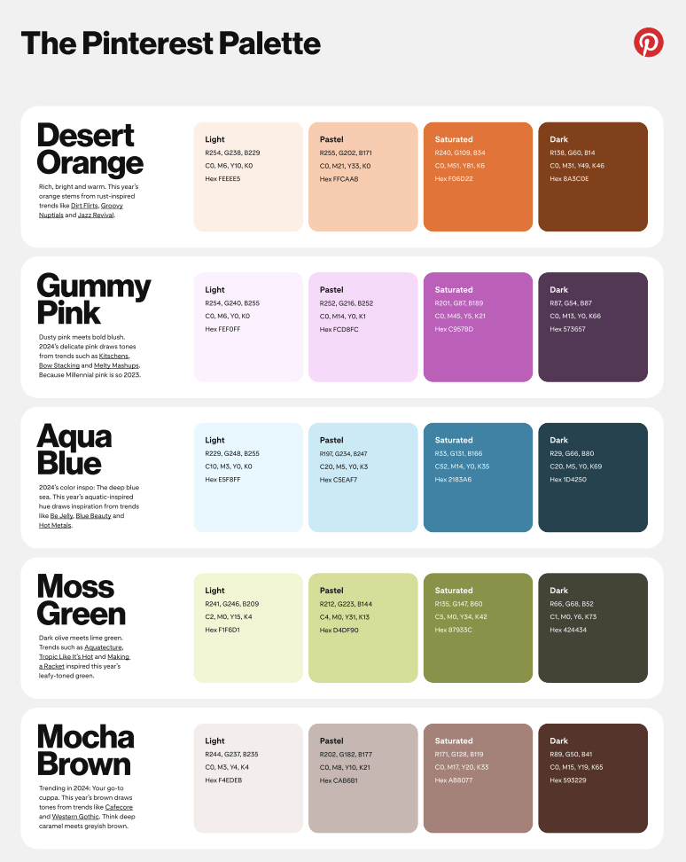 Introducing The Pinterest Palette 2024: Colors to Get Creative