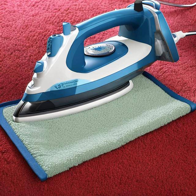 Clothes iron and microfiber on carpet.
