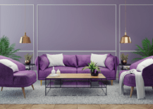 Silver and purple living room.