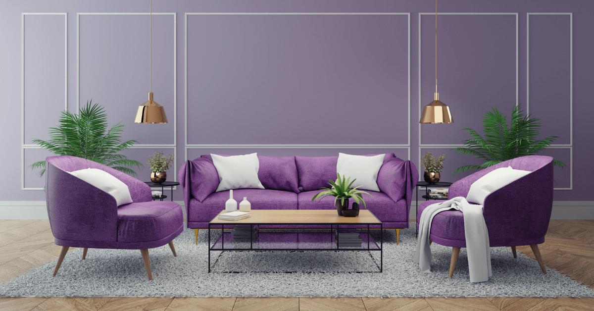 Silver and purple living room.