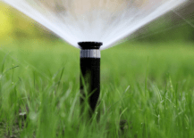 A watering sprinkler for front yard grass.