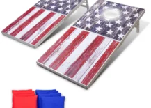 corn hole with american flag on them