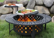 outdoor fire pit with food