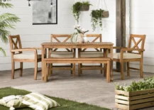 outdoor wood farmhouse dining set