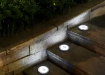 stair lights on concrete stairs outside