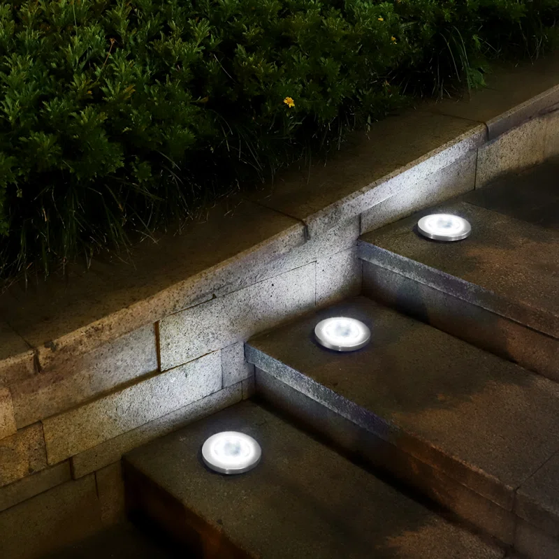 stair lights on concrete stairs outside