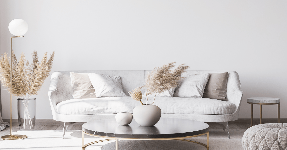 A perfectly matched decor in a grey living room.