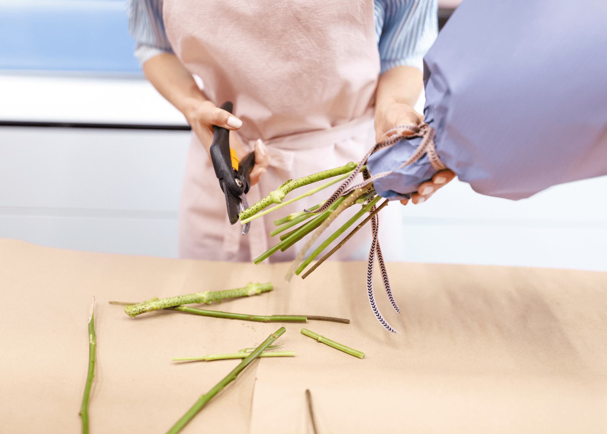 cutting floral stems