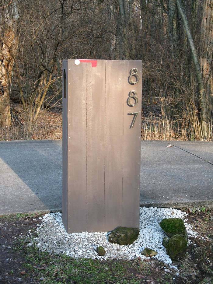 industrial style mailbox with numbers