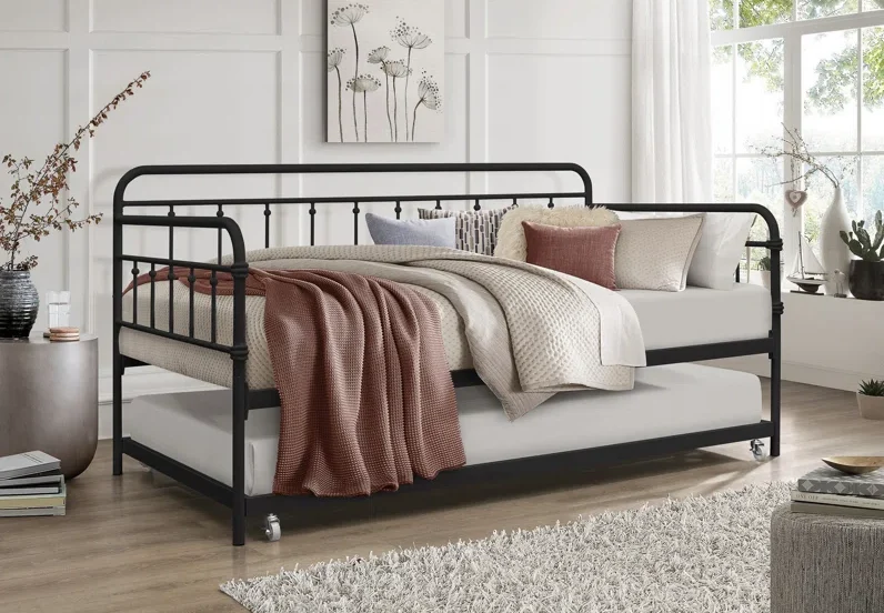 black metal day bed with trundle