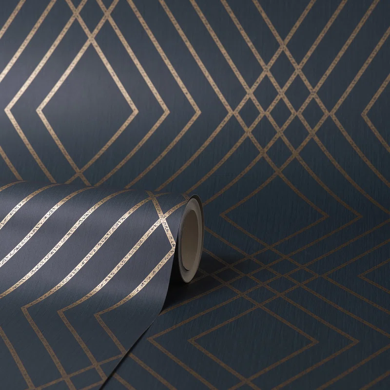 wallpaper product photo gold and navy geometric