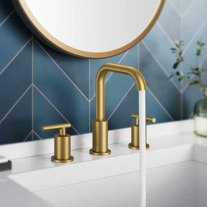 gold faucet in powder room