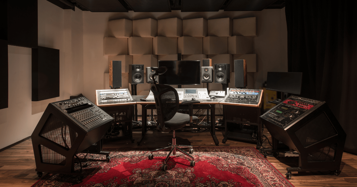 Soundproofed music studio room.