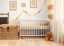 A small nursery with brown color scheme.