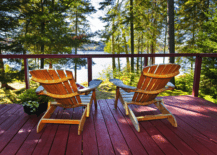 large deck with two muskoka chairs