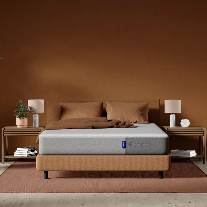 brown theme bedroom with element mattress