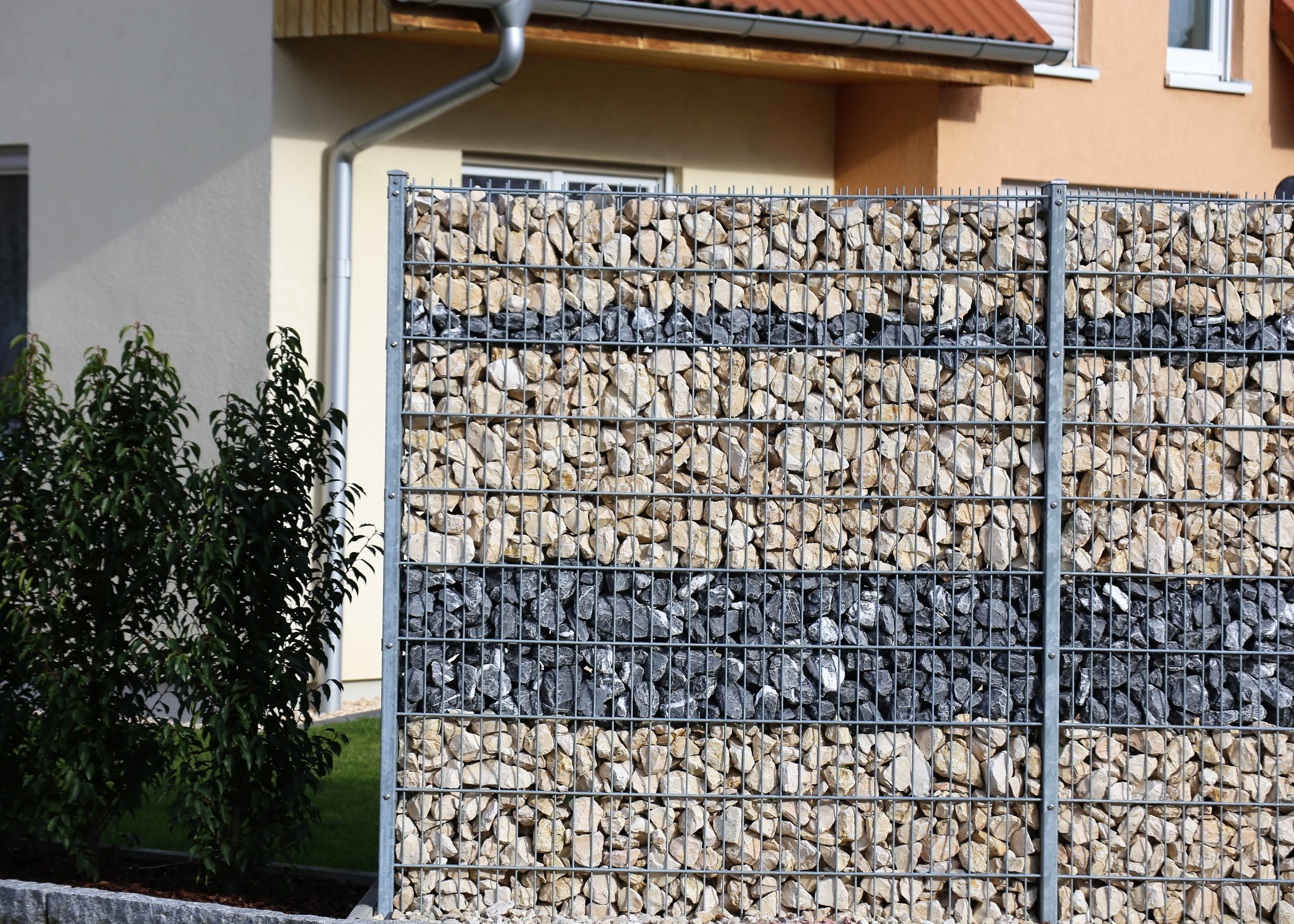 gabion wall filled with rocks