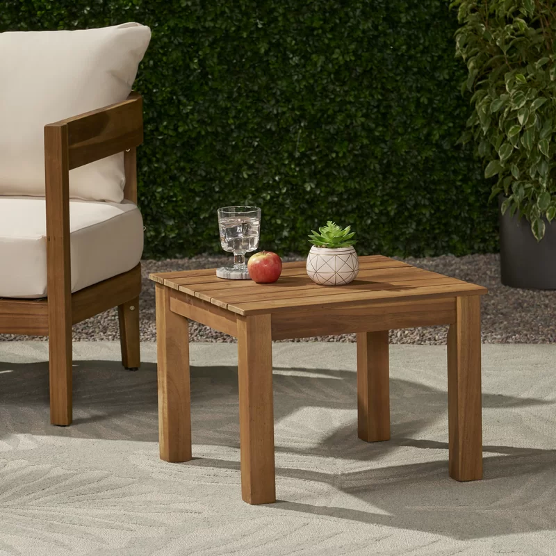 wood patio side table